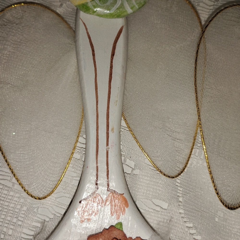Handmade and handpainted ceramic folk art lace paintbrush angel ornaments - Picture 7 of 11